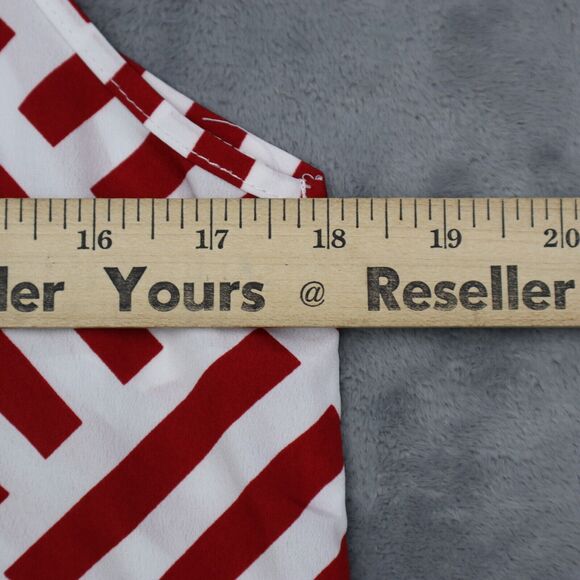Mud Pie Shirt Womens M Red White Sleeveless Button Polyester Geometric Blouse - Picture 4 of 16